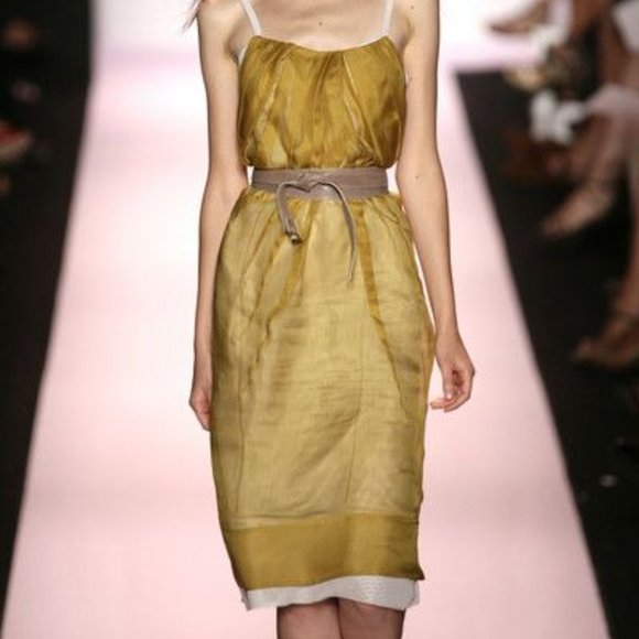 BCBGMAXAZRIA Runway Silk/Organza Yellow/Gold Dress Size 0 NWOT - Picture 1 of 11